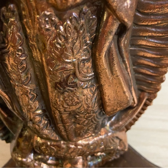 Virgen De Guadalupe Altar Copper Statue Wood Base 14.5 Religious Candle Holders - Picture 14 of 14